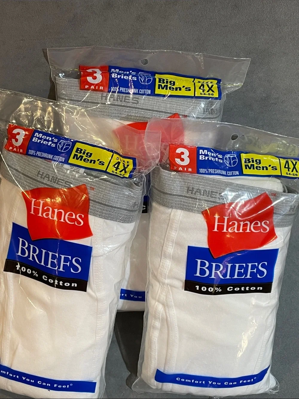 NEW Hanes 4XL Men’s Cotton Briefs Underwear 3 Pkgs of 3 = 9 Pair Total Sealed